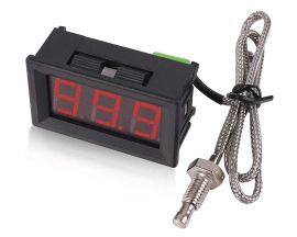 12V Red Fahrenheit Digital Temperature Meter -76F~999F LED Display with Industrial Grade 0.5m K-Type Thermocouple Temperature Sensor M6